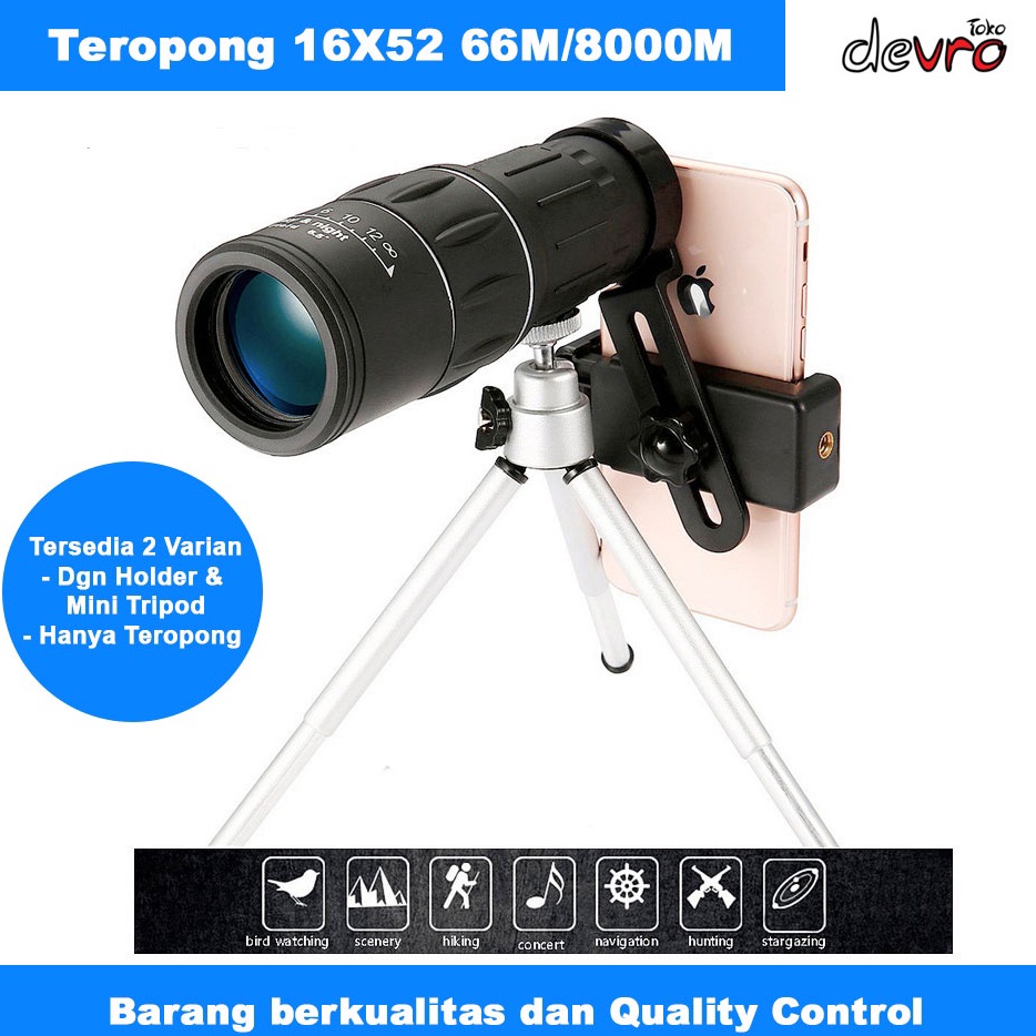 Teropong Monokular 16x52 66M8M Focus and Zoom Lens Telescope  Lensa Tele Zoom  Maifeng KL14 r BC7