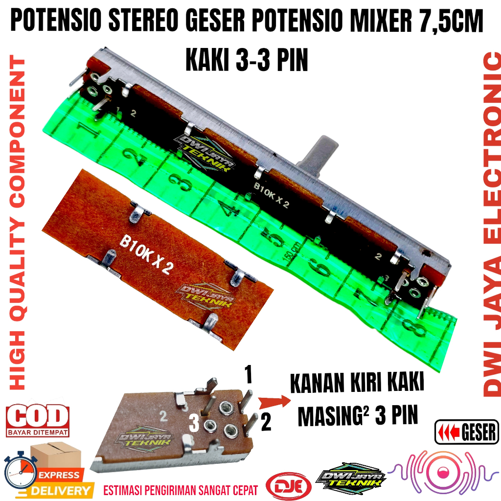 Potensio Geser Stereo B10KX2(7,5cm)