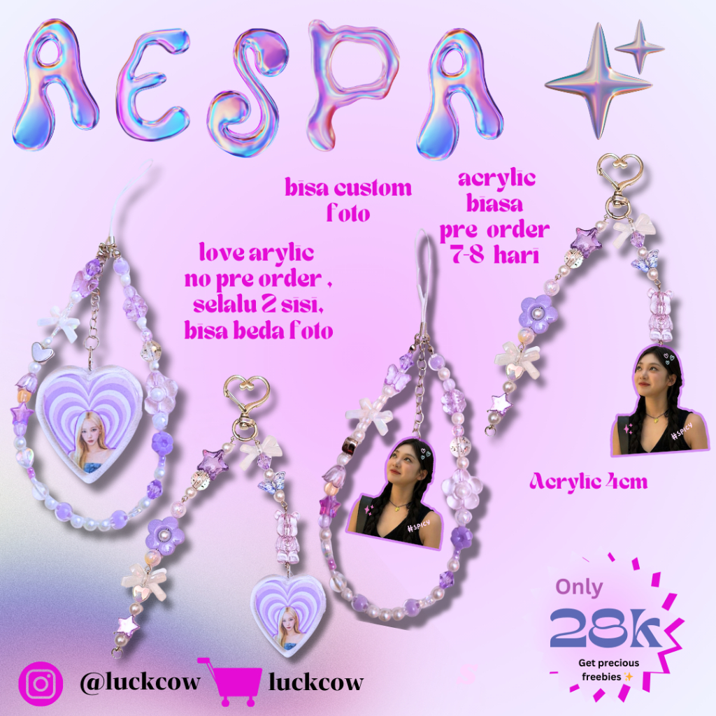 aespa keychain by luckcow | strap phone aespa | keychain lucu | gantungan kunci aespa | keychain aes