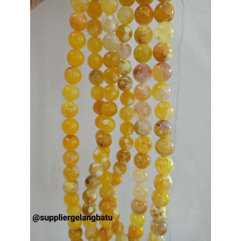 Batu yellow flower agate 10mm 12mm natural kuning