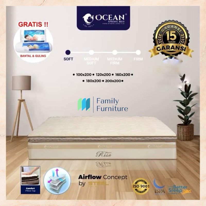 Fullset Springbed Ocean Rise 180 x 200 - Divan Sandaran Home