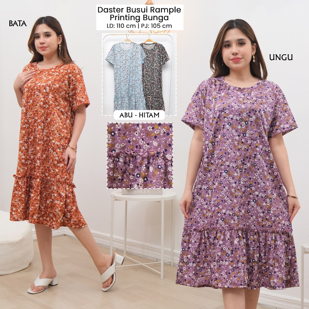Daster Rampel Busui Sleting Motif Bunga Daisy Anggun dan Cantik Terbaru ( Real Pic ) Bahan Voxy Span