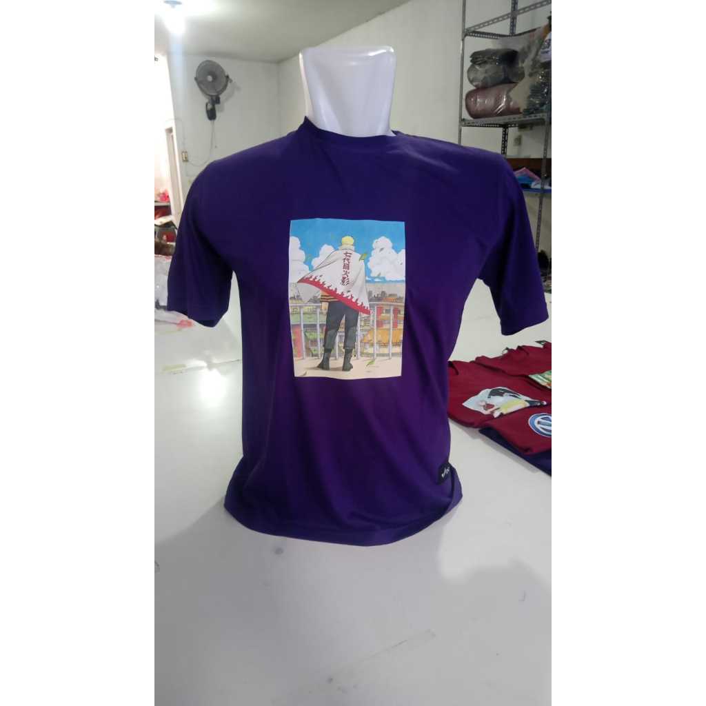 Kaos Oblong Dewasa Warna Ungu Tua Gambar DTF Naruto Hokage