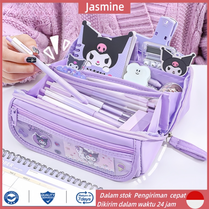 

【COD】Sanrio Tempat Pensil Cinnamoroll Melody Kuromi Penyimpanan Alat Tulis Siswa Perlengkapan Sekolah Ins Kawaii Hadiah Lucu / Kotak alat tulis multifungsi Kuromi baru kotak alat tulis dua sisi kotak pensil