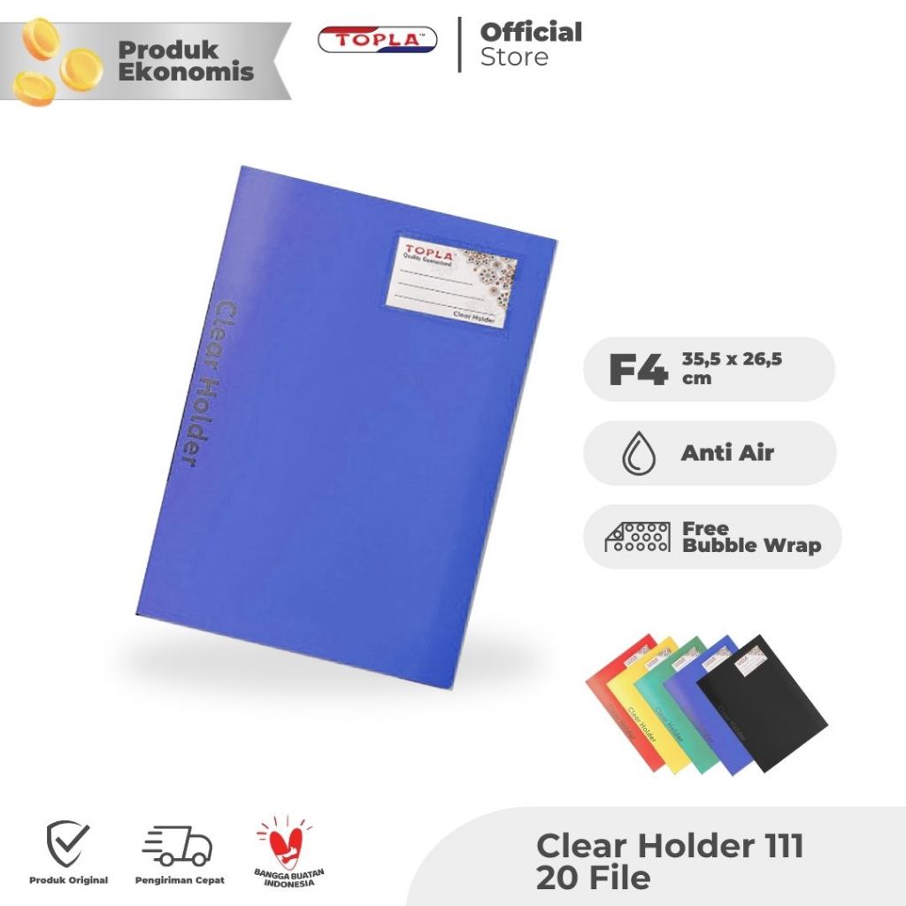 Clear Holder 111 map dokumen keeper file folder kertas berkas displaybook ukuran F4 Topla