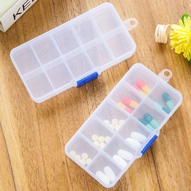 Box mini plastik 10 sekat / box obat