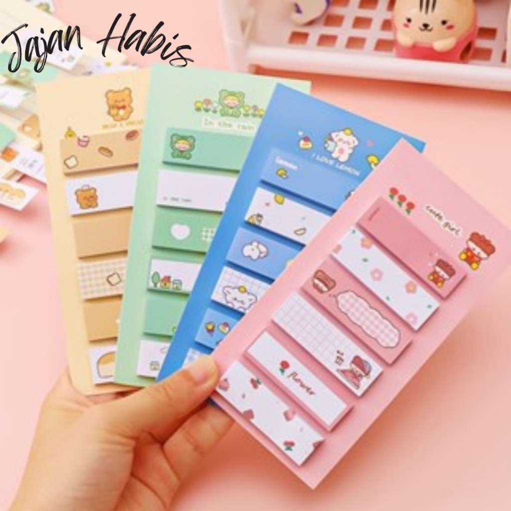 

JABIS Sticky Notes Lucu 6IN1 Tempelan Kertas Catatan 120 Lembar Notes Kertas Tempel Karakter Bear Frog Girl Pembatas Buku Cute Imut Penanda Buku Memo Stick Stationery Memo Pad Convenience Cute 6 IN 1