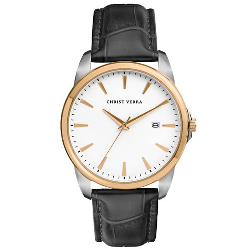 Jam Tangan Pria Tali Kulit Christ Verra CV 12073G-24 SLV