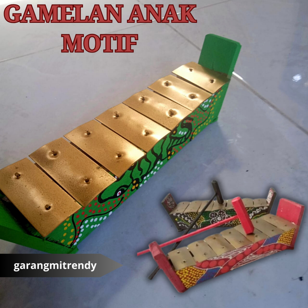 Gamelan Jawa Gambang Mini 7 Bilah Motif Painting Mainan Anak Bonus Pemukul ( Ukuran Kecil )