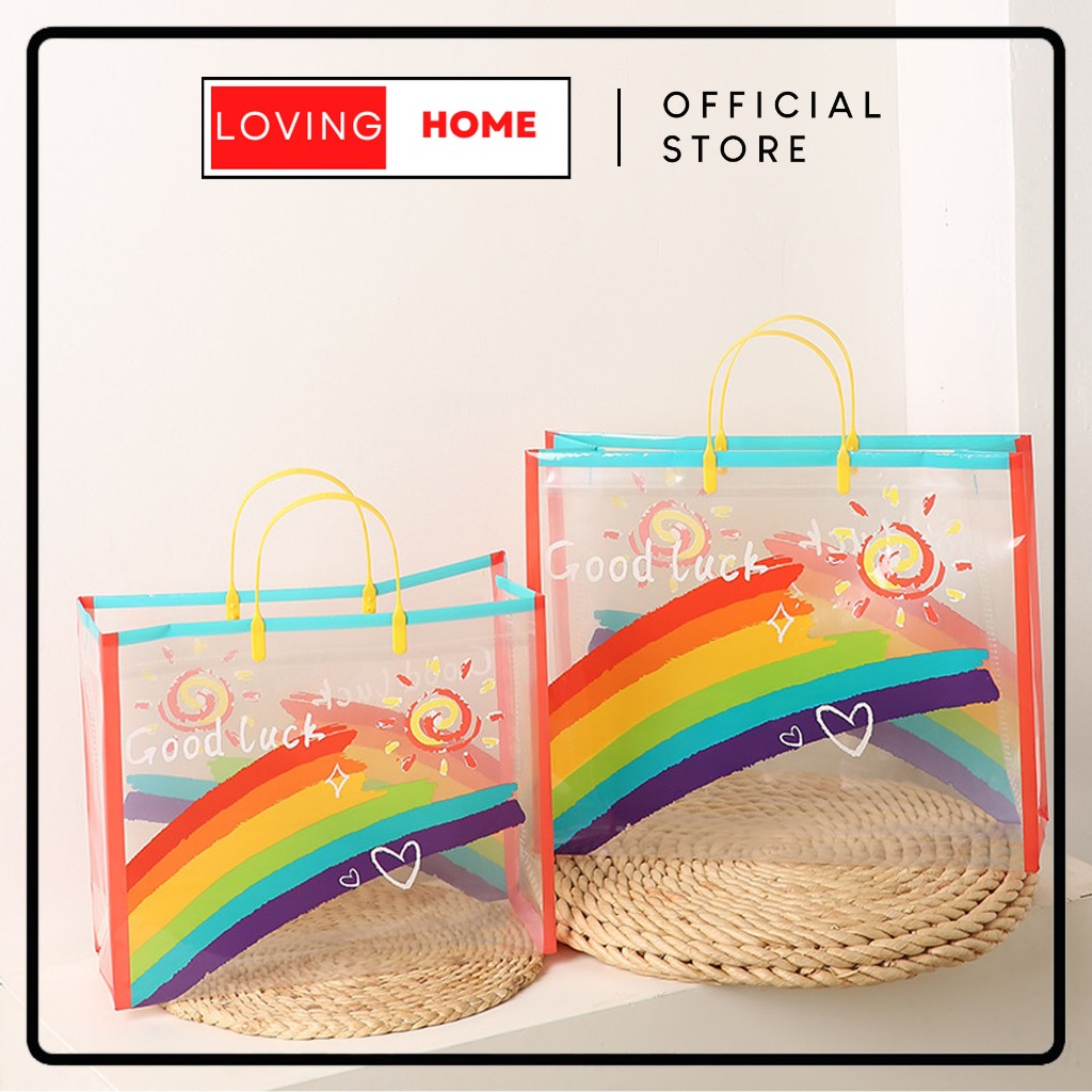 

LOVING HOME - Paper Bag Mika Tas Pvc Gift Bag Rainbow Good Luck Tas Elastis Gift Bag Premium