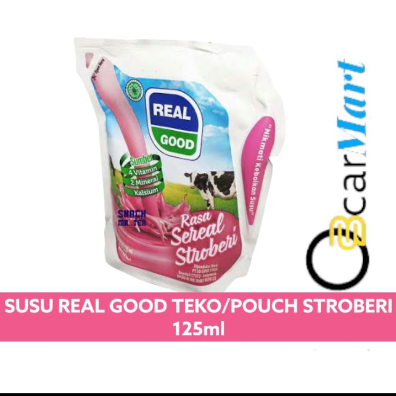 

DEPO Eceran Susu REAL GOOD 125ml STROBERI Kemasan Pouch Strawberry