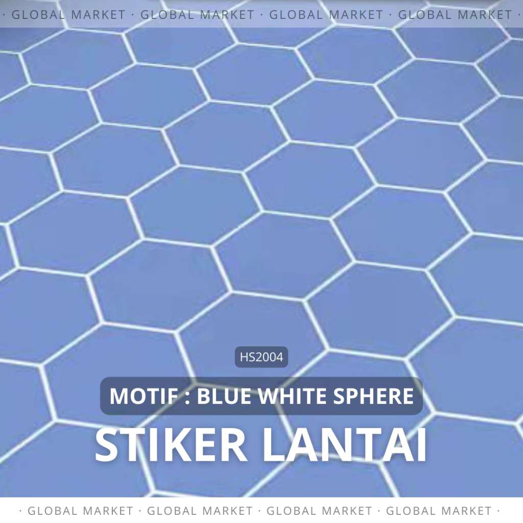 STIKER LANTAI MOTIF BIRU GARIS PUTIH  - Kamar Mandi Dapur Toilet Anti Slip PVC Tinggal Tempel