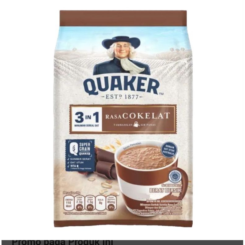 

QUAKER Oats 3 in 1 Coklat Bag 8 x 28 g