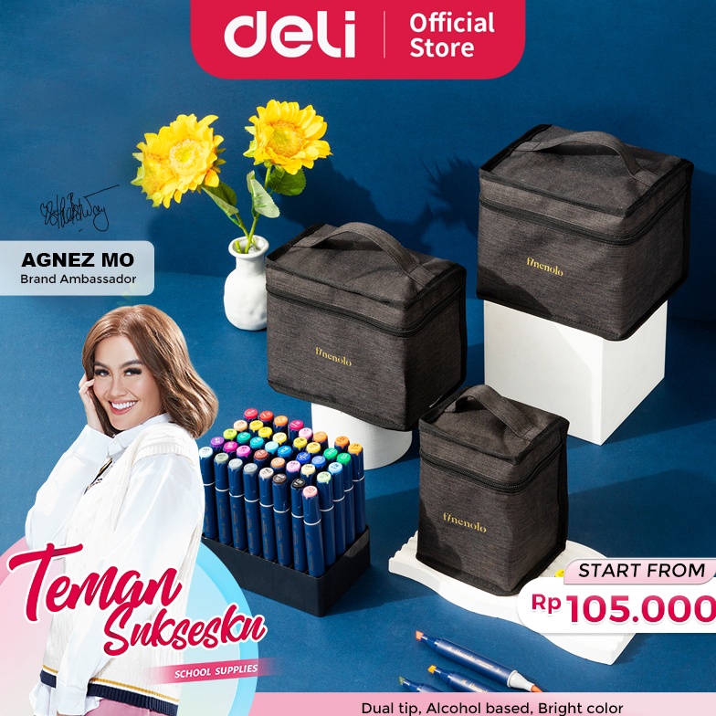 

KODE Y95W Deli Finenolo Spidol Sketsa Sketch Marker Dual tip 3 8 Warna EC184