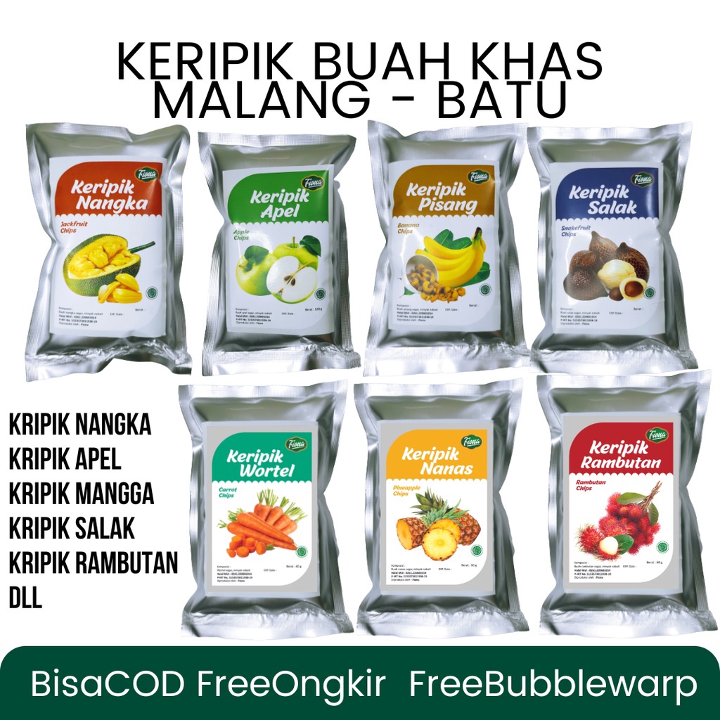 

SPESIAL BULAN INI Fiona Keripik Buah dan Sayur Apel Nangka Okra Rambutan Paprika Mangga Bombay Oleh Oleh Khas Malang Netto 5 Gram