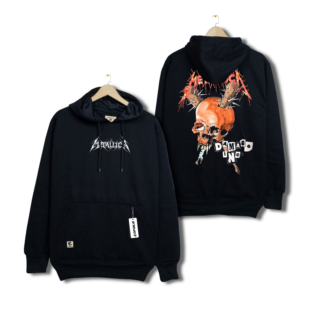 Switer Hoodie Pria Metal Hodie Jumper Cowok Keren Motif METALLICA Sablon Depan Belakang Sweater Pria