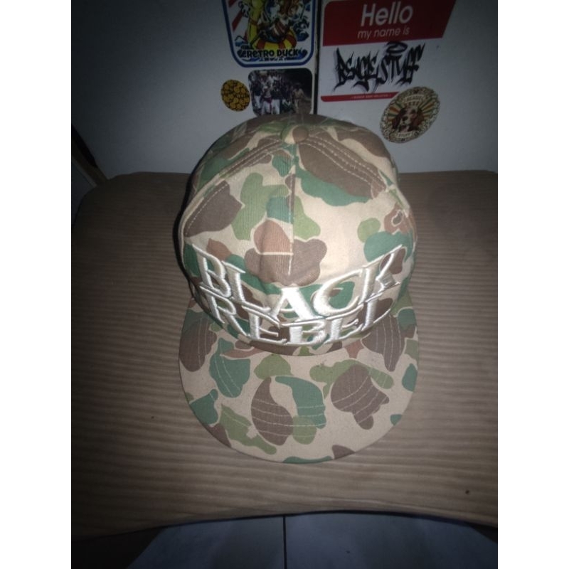 snapback camo vintage black Rebel