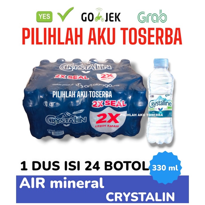 

Termurah CRYSTALIN Air Mineral Botol Mini Pet 33 ml HARGA 1 DUS ISI 24