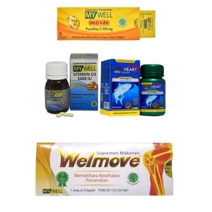 My Well Vitamin D3 1000iu Zinc C Omega3 Mywell OM3 Wellmove Tulang Memelihara sendi Persendian Multi