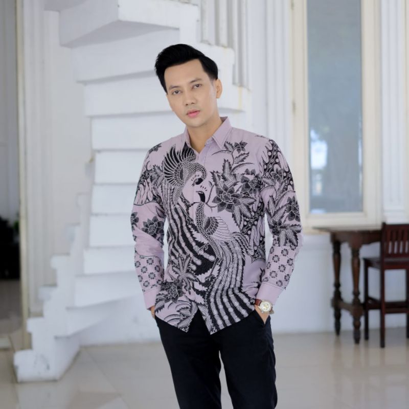 BATIK BOLO DEWO Motif Peksi Langit Hem Atasan Kemeja Baju Batik Pria