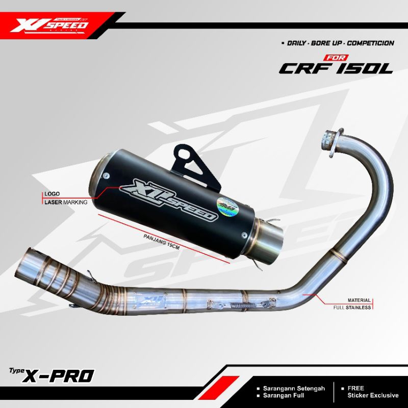 Knalpot CRF150 Kolong bawah Original X1 Speed Racing