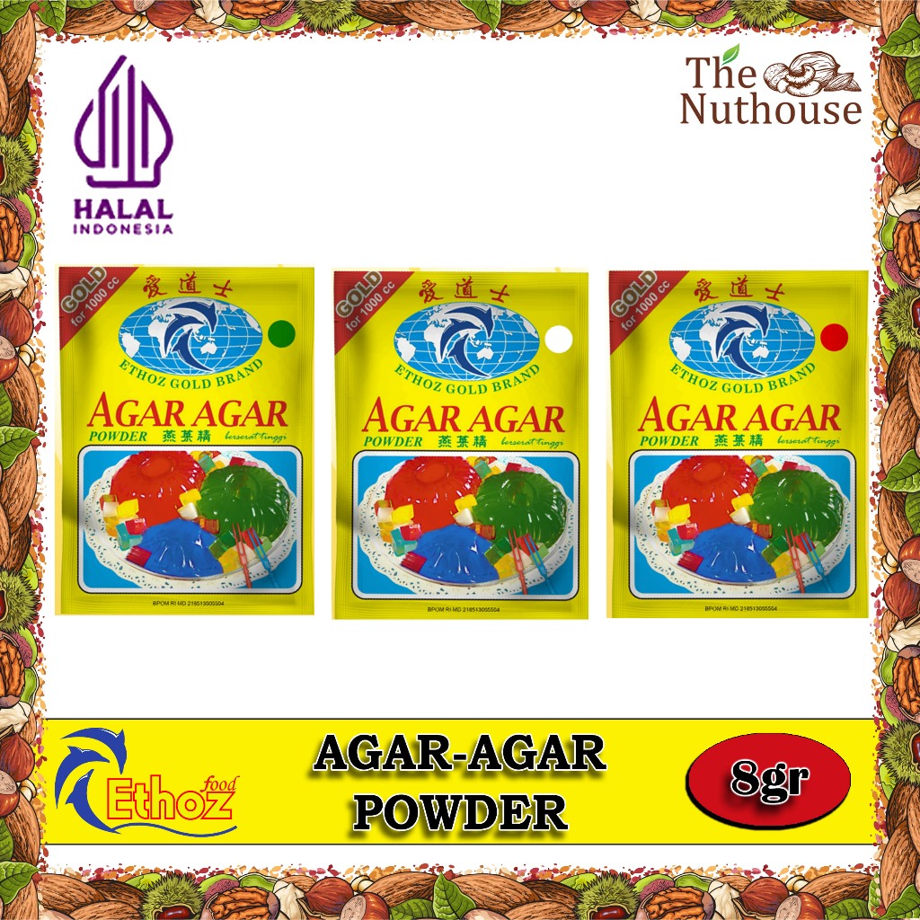 

ETHOZ GOLD Agar Agar Powder / Tepung Agar-Agar - Merah / Putih / Hijau [Halal]