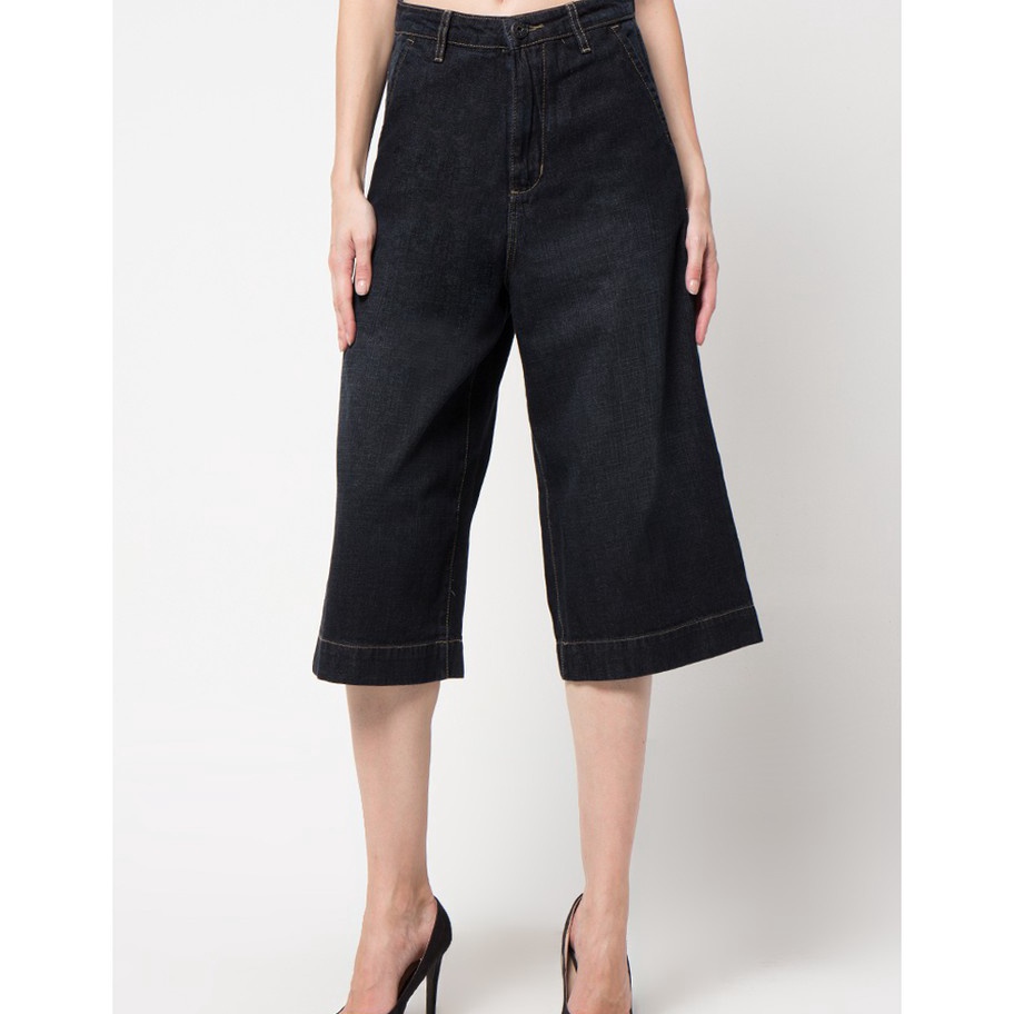 KODE 77 POINT ONE Celana Dizzy Kulot Jeans Black Bawahan Wanita