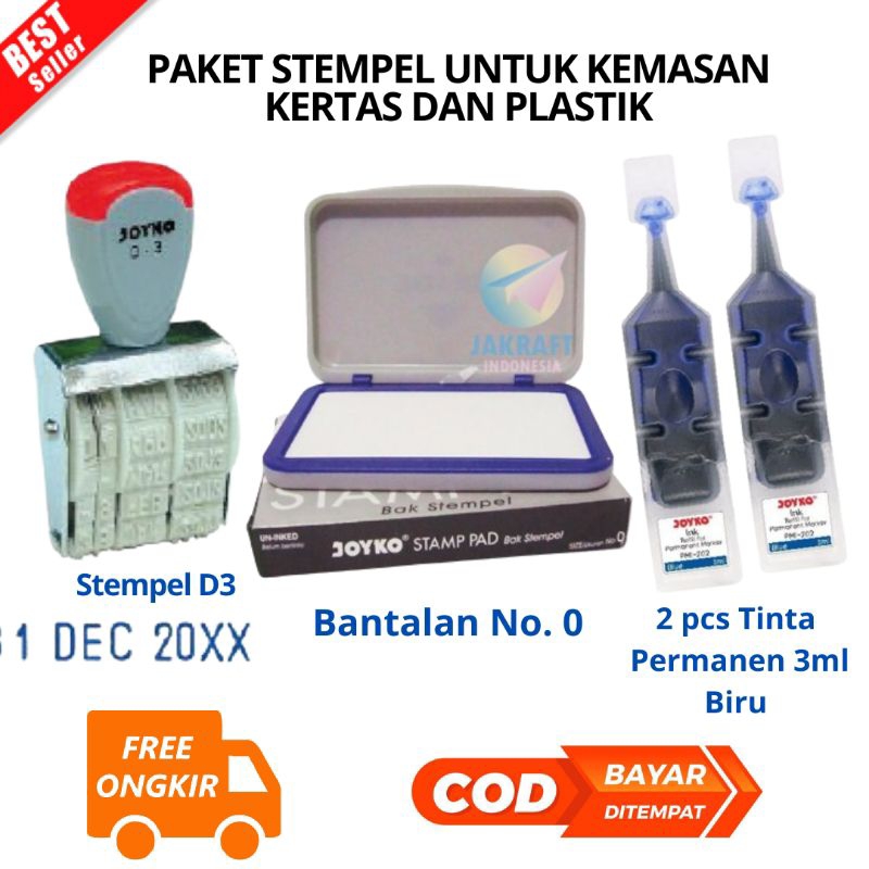 

[JIB] BAYAR DI TEMPAT PAKET Stempel DAN BANTALAN CETAK Tanggal Bulan Tahun 1 Warna JOYKO Kenko D-3 Dater Stamp - D-3 /PCS & 2 pcs Tinta Refill Spidol Permanen JOYKO PMI-201-202-203 Permanent Ink