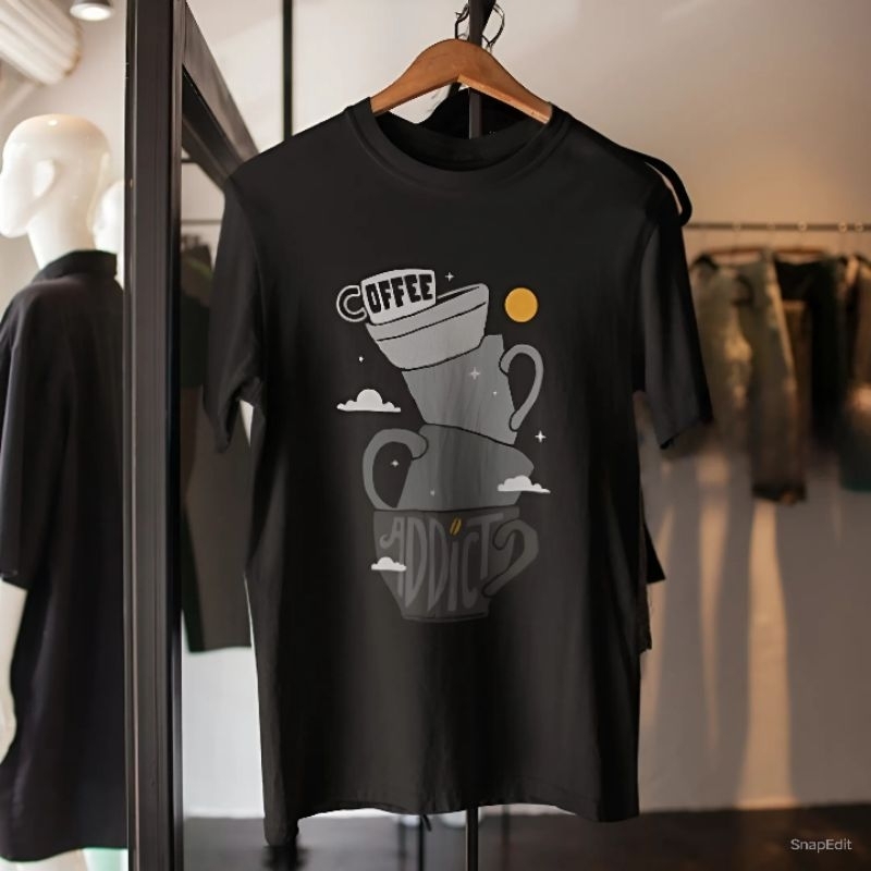 Kaos Distro Pria Original 100% Premium - Barista Kopi Coffee Addict