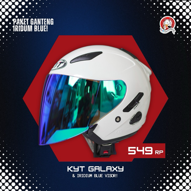 KYT Galaxy Flat R Solid Paket Ganteng