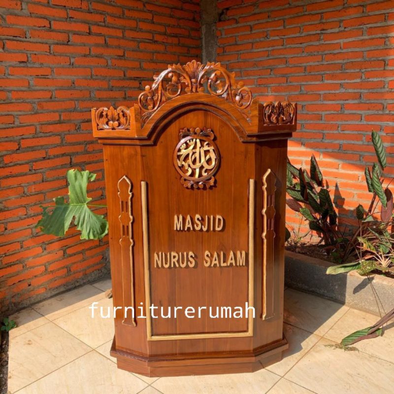 mimbar masjid kayu jati Jepara, mimbar masjid kayu jati ukiran