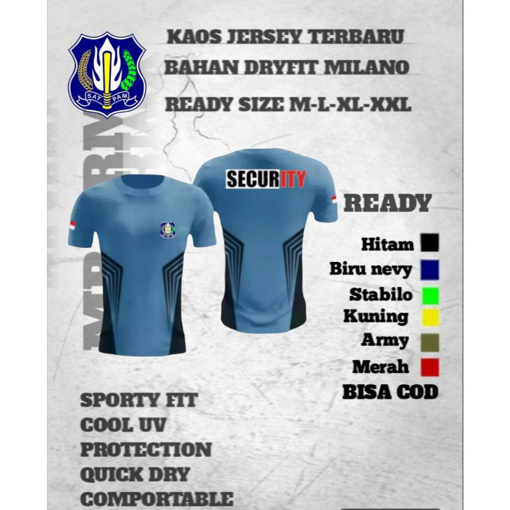 kaos olahraga security/kaos security /kaos jersey bahan drifit milano / bisa cod