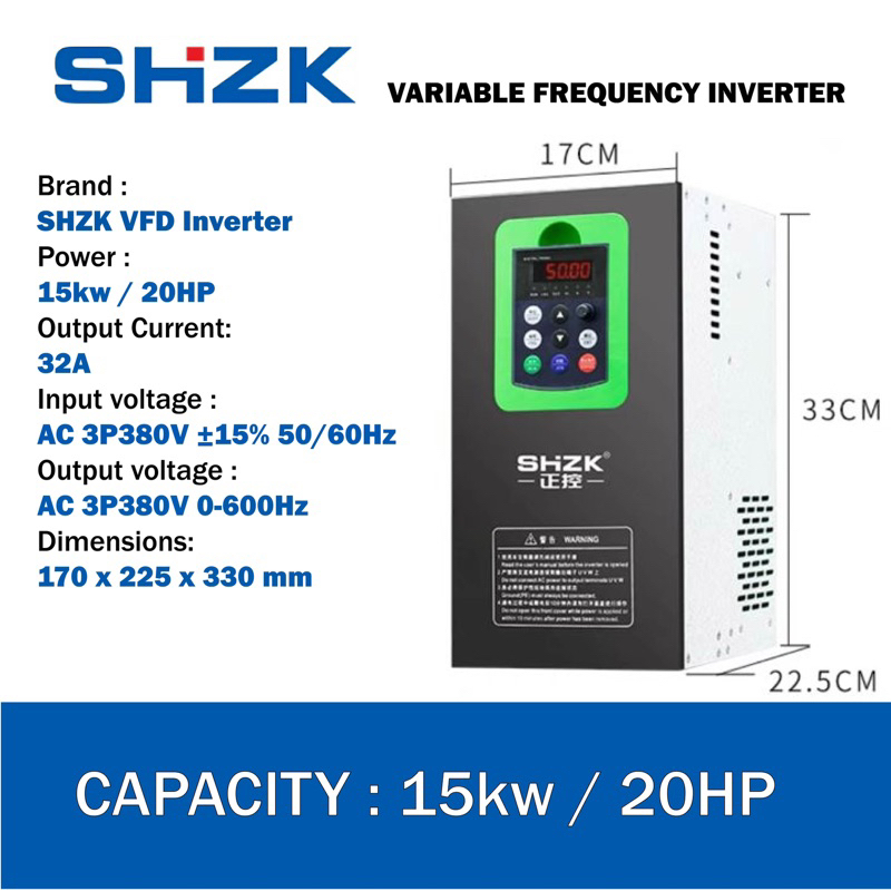 Inverter SHZK 15KW 380V 3Phase 3P 20HP VFD Variable Frequency Drive