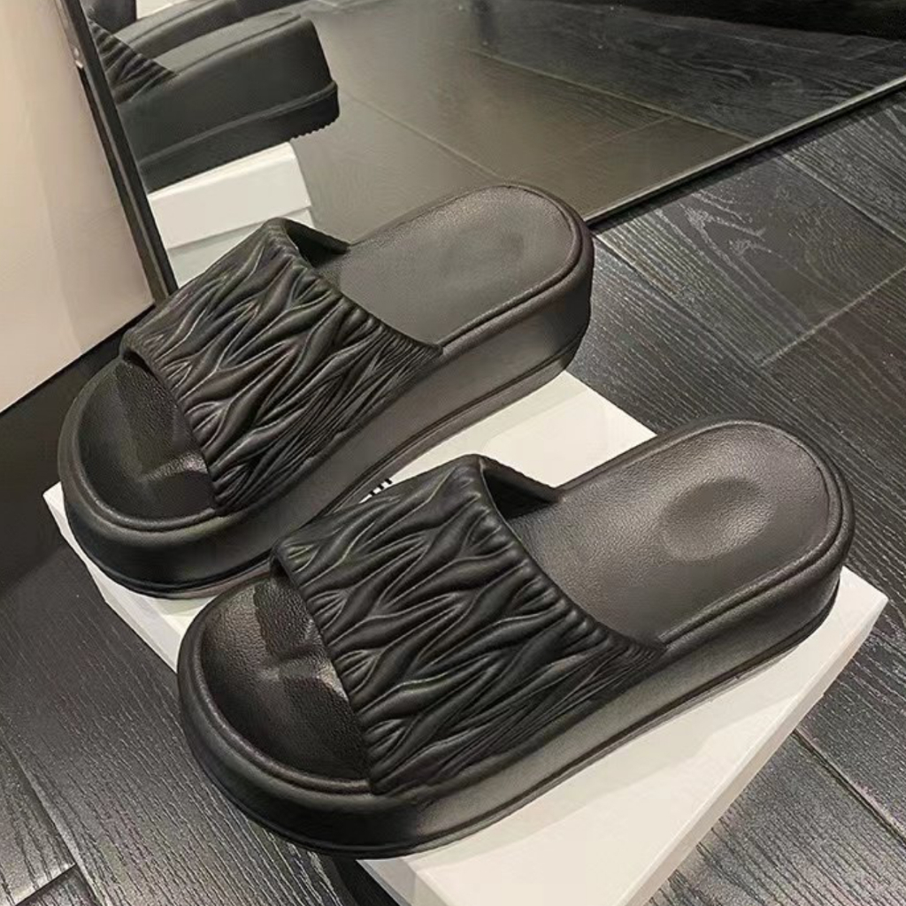 Sandal Wanita Jelly MK 85 Sandal Karet Hitam Sendal Rumah Korea Empuk