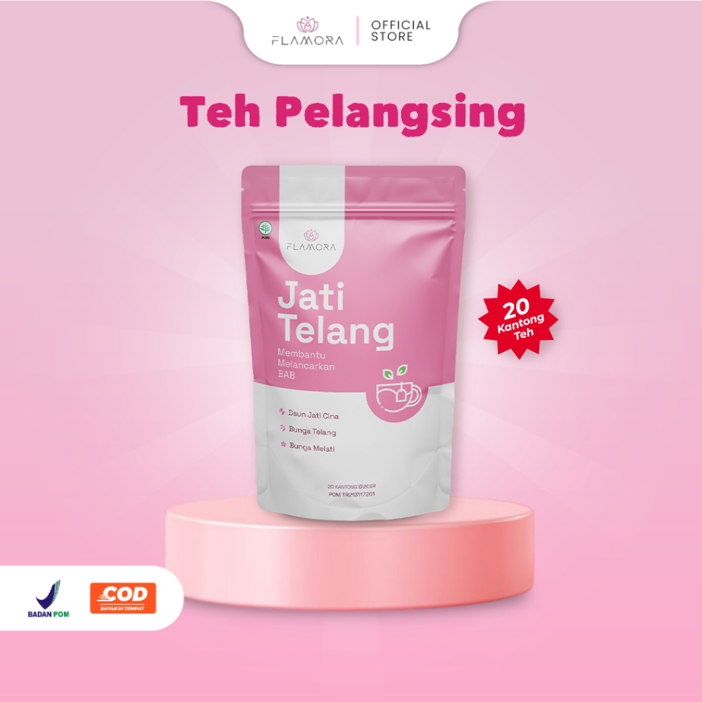 

Flamora Teh Jati Telang | Teh Herbal Jati Cina Bantu Proses Detoksifikasi Tubuh isi 20 Kantung
