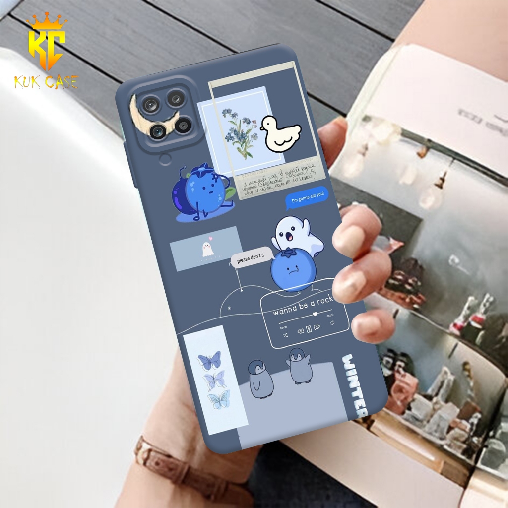 Case Motif SAMSUNG A12 Aesthetic Bahan Softcase silicon Lentur - Skin /  Casing Handpone