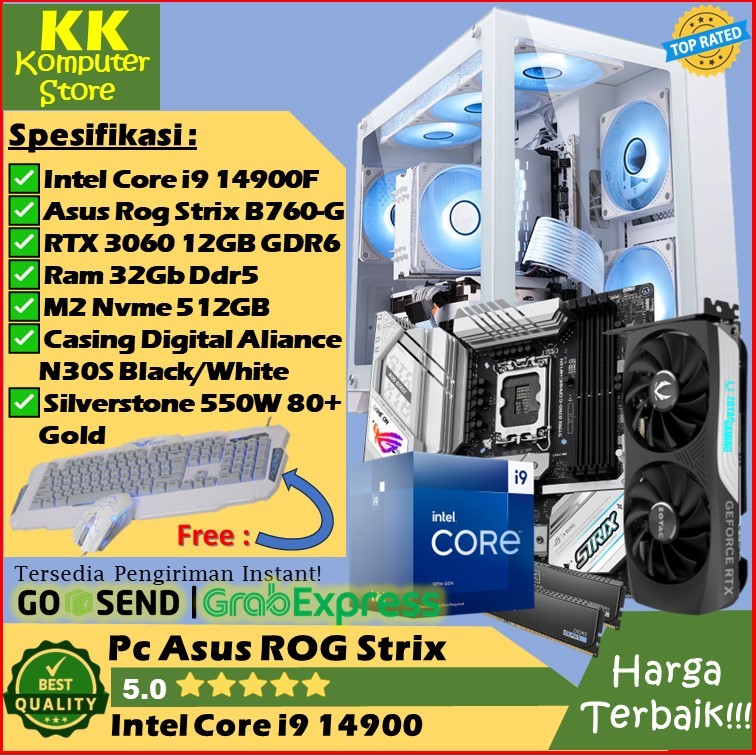 Pc Asus ROG Strix Gaming i9 14900 | Rtx 3060 12Gb Ram 32G DR5 Pc Rakitan Gaming intel Core i9 14900F