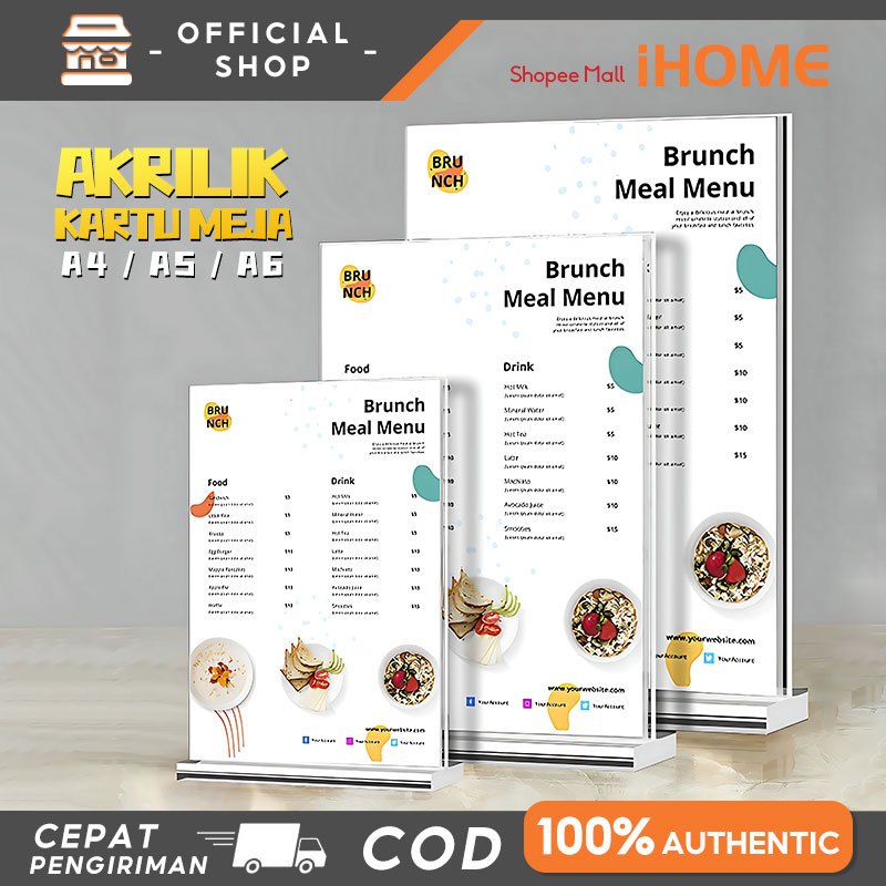 

iHOME Tempat Brosur Akrilik / Model T Acrylic Clear Papan / Akrilik Tegak A4/A5/A6 / Cocok Untuk Toko Cafe Restoran Restaurant