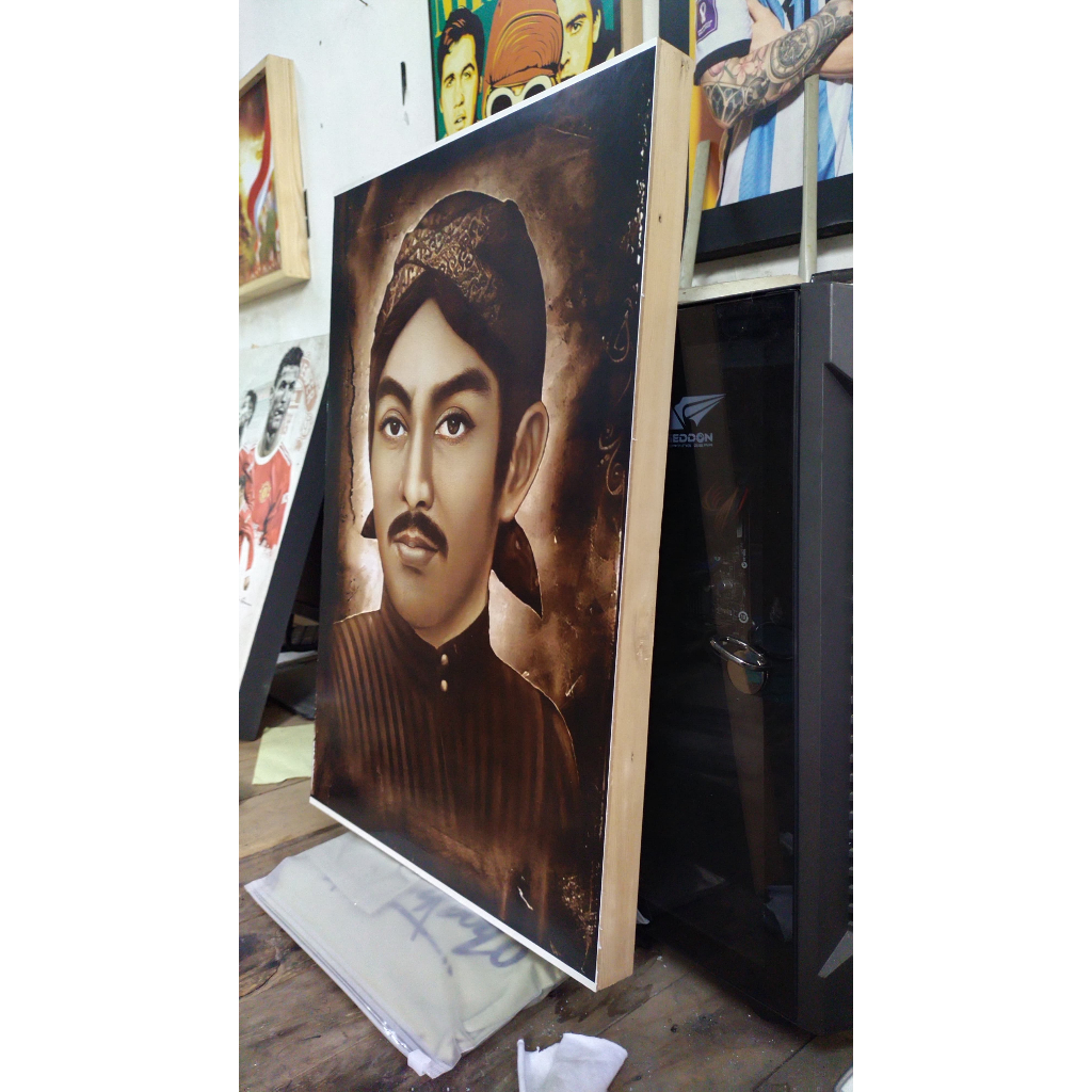 POSTER DINDING POSTER SUNAN KALIJAGA FARME UKURAN A3+  FRAME KAYU  (TANPA KACA) SUNAN KALIJAGA BAHAN