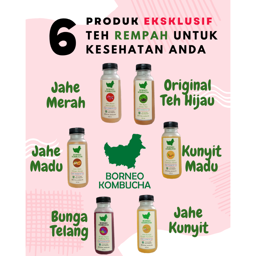 

BORNEO KOMBUCHA HALAL DENGAN EKSTRAK REMPAH ORGANIK SEHAT (6x100ml)