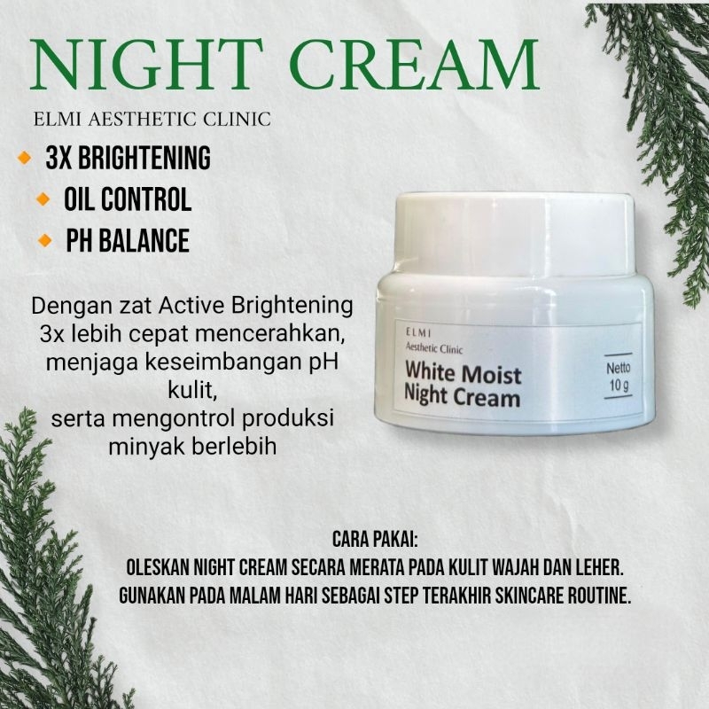 ❤️ELMI❤️WHITE MOIST NIGHT CREAM | CREAM MALAM PEMUTIH ELMI | CREAM MALAM WHITENING | CREAM MALAM FLE