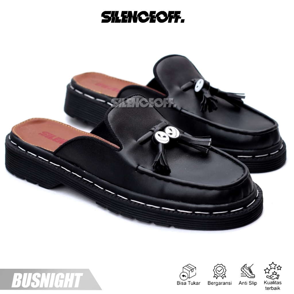SILENCE OFF - Sandal Slop Pria Hitam Docmart Selop Pria