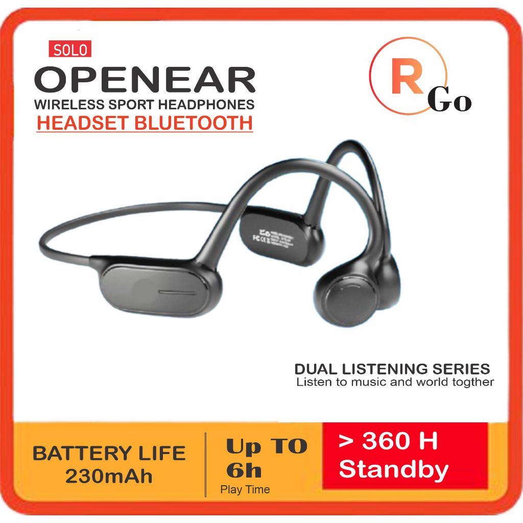 Headphones Wireless Bluetooth Sport Open Ear Solo 66 Bass Original 100%