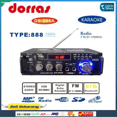Amplifier Mini Dorras DS-298A Bluetooth Amplifier Karaoke Home Theater FM Radio 600W BT-298A Amplifi