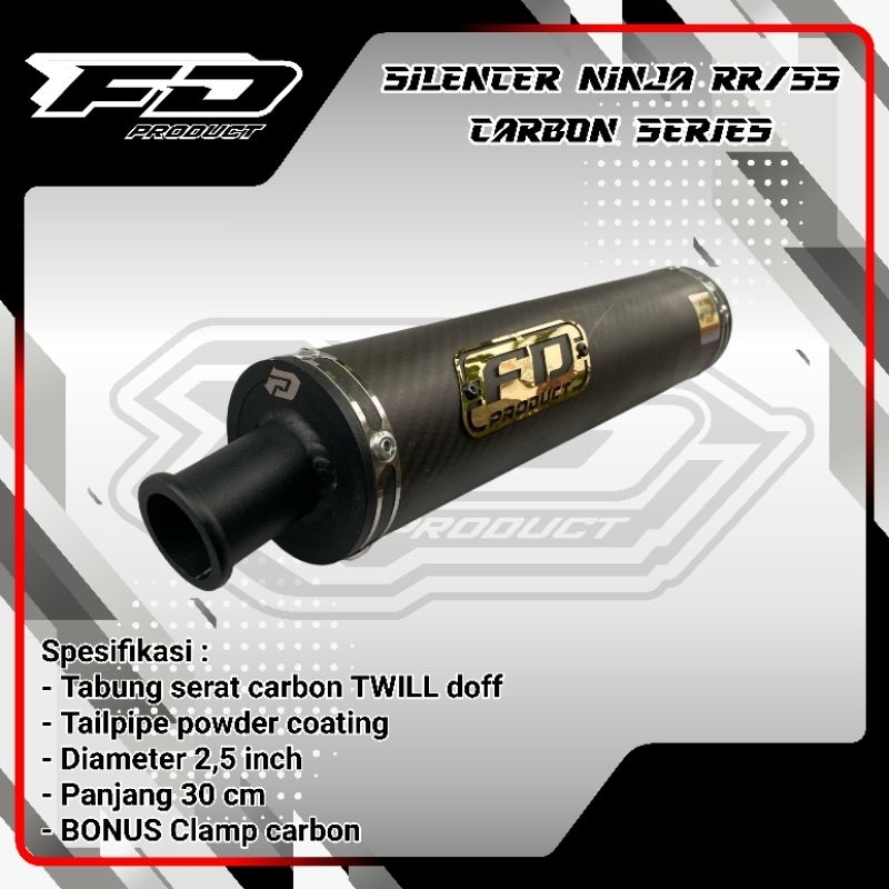 FD PRODUCT - Silencer knalpot Ninja R RR SS karbon Carbon TWILL doff FD Racing product Premium ORIGI