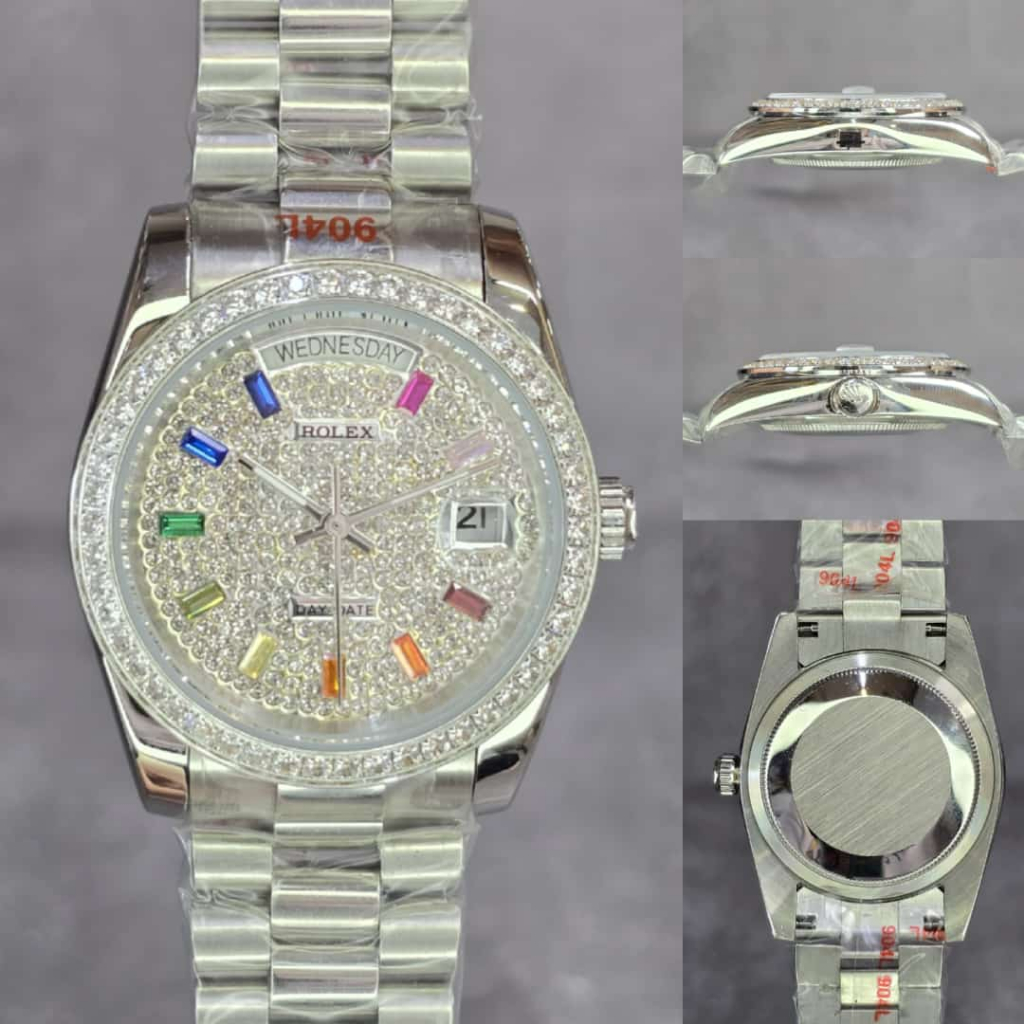 JAM TANGAN MEWAH WANITA ROLEX ICE DIAMOND DAYDATE 36MM BEST EDITION FULLSET