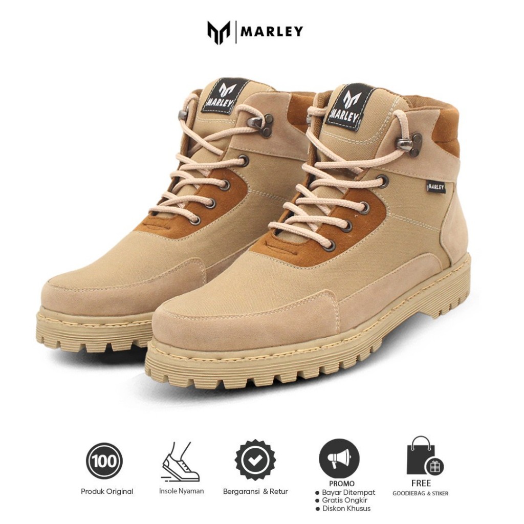 Marley Victor 06 - Sepatu Boots Pria Marley Footwear Sepatu Kets Kuliah Kerja Hangout Moka Krem