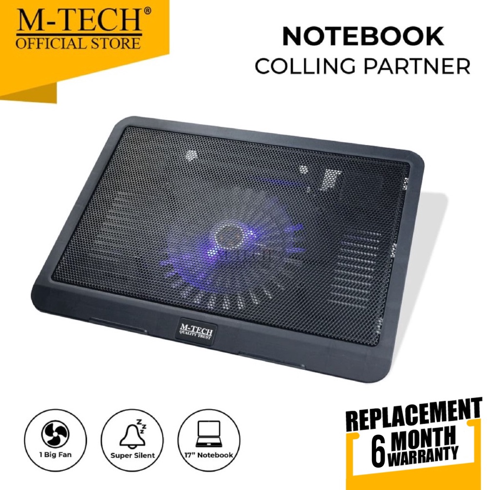 Cooling Pad MTech J1 Kipas Pendingin Laptop 1 Fan Hitam