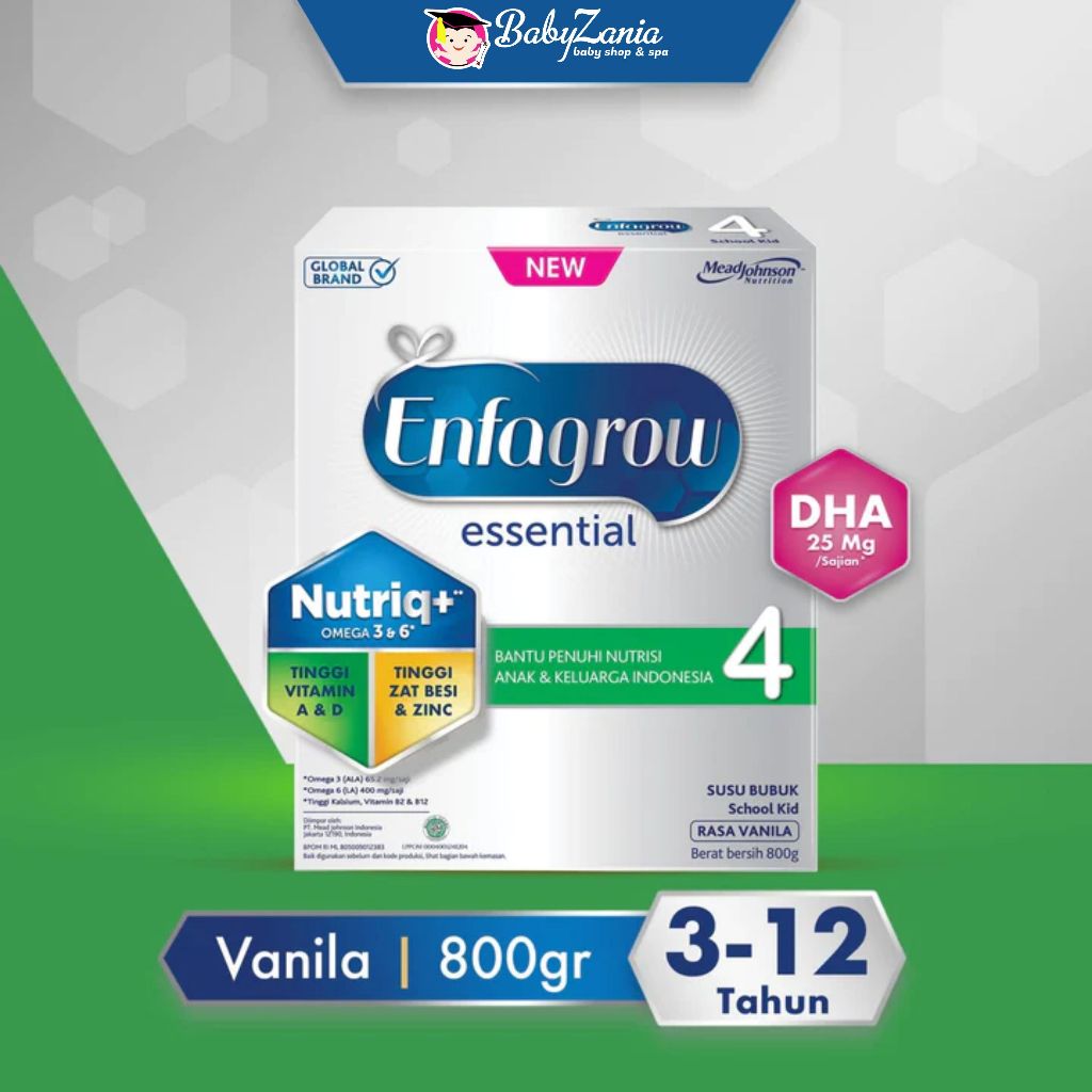 Enfagrow Essential 4 Susu Vanila Box untuk Anak 3 Tahun ke Atas dengan Formula Nutriq+ Kaya 10 Vitam