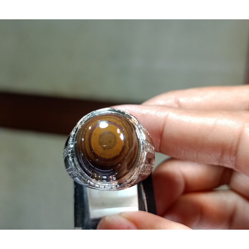 Cincin batu Puser bumi/ati ayam merah asli batu alam(NATURAL)